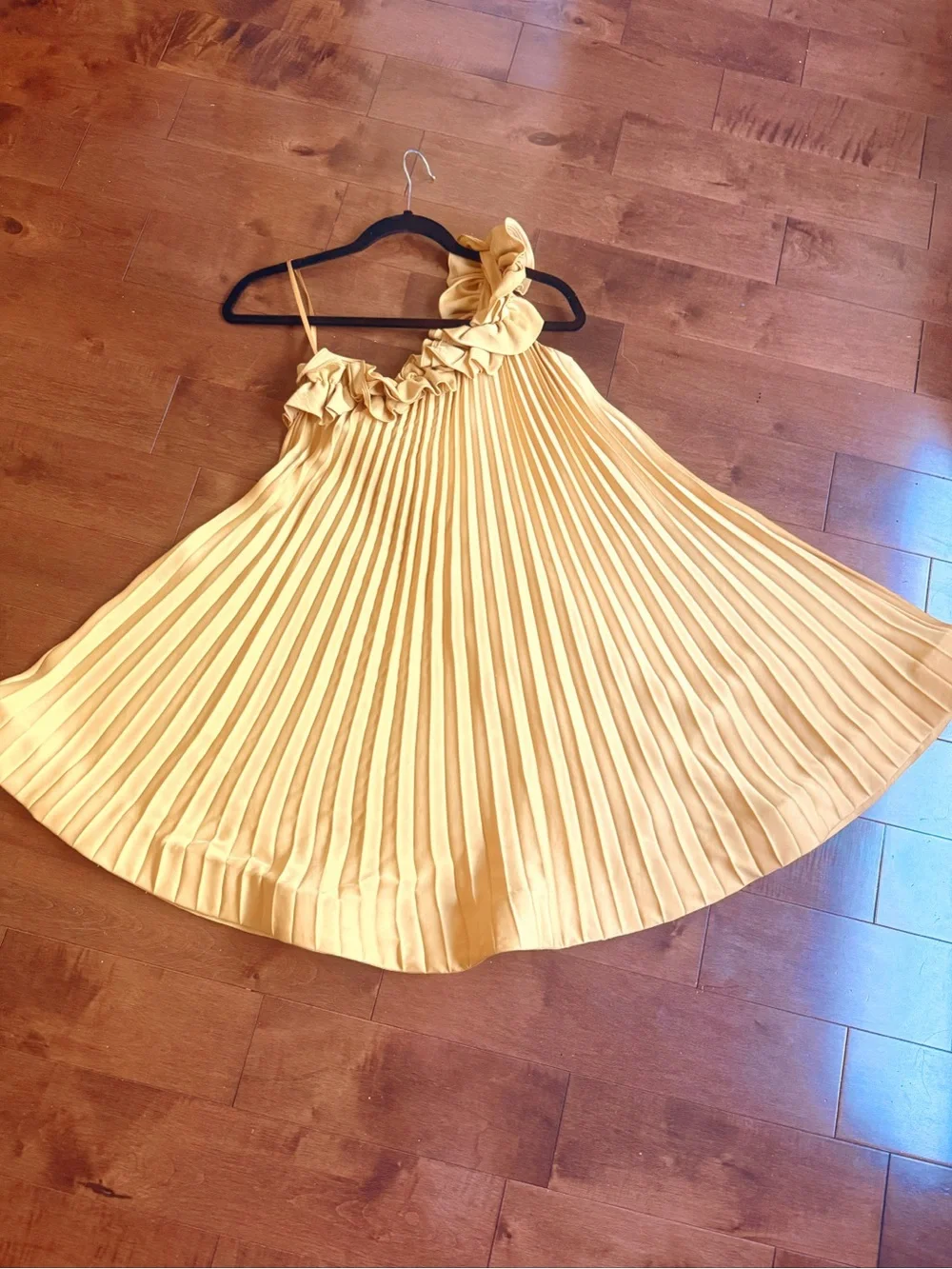 Vintage BCBGMAXAZRIA Cece Pleated One-Shoulder Dress XS NWT Canary Yello
